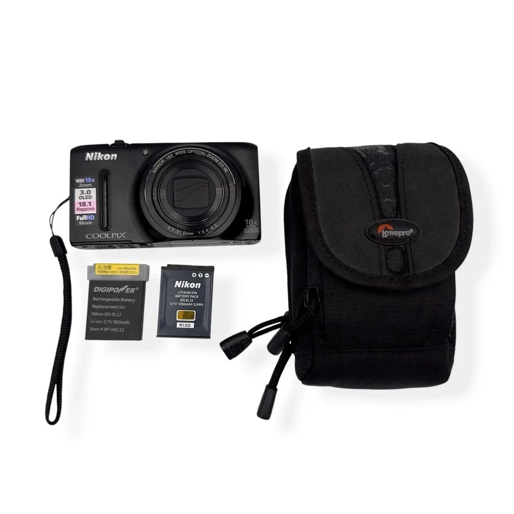 Nikon Coolpix S9400 18MP Digital Camera Black Case & Batteries TESTED WORKING